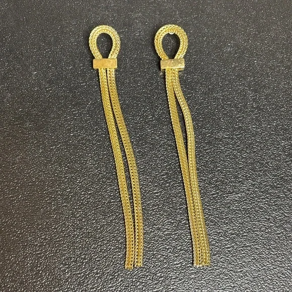 Vintage Elegant Gold Tassel Earrings - Picture 2 of 6